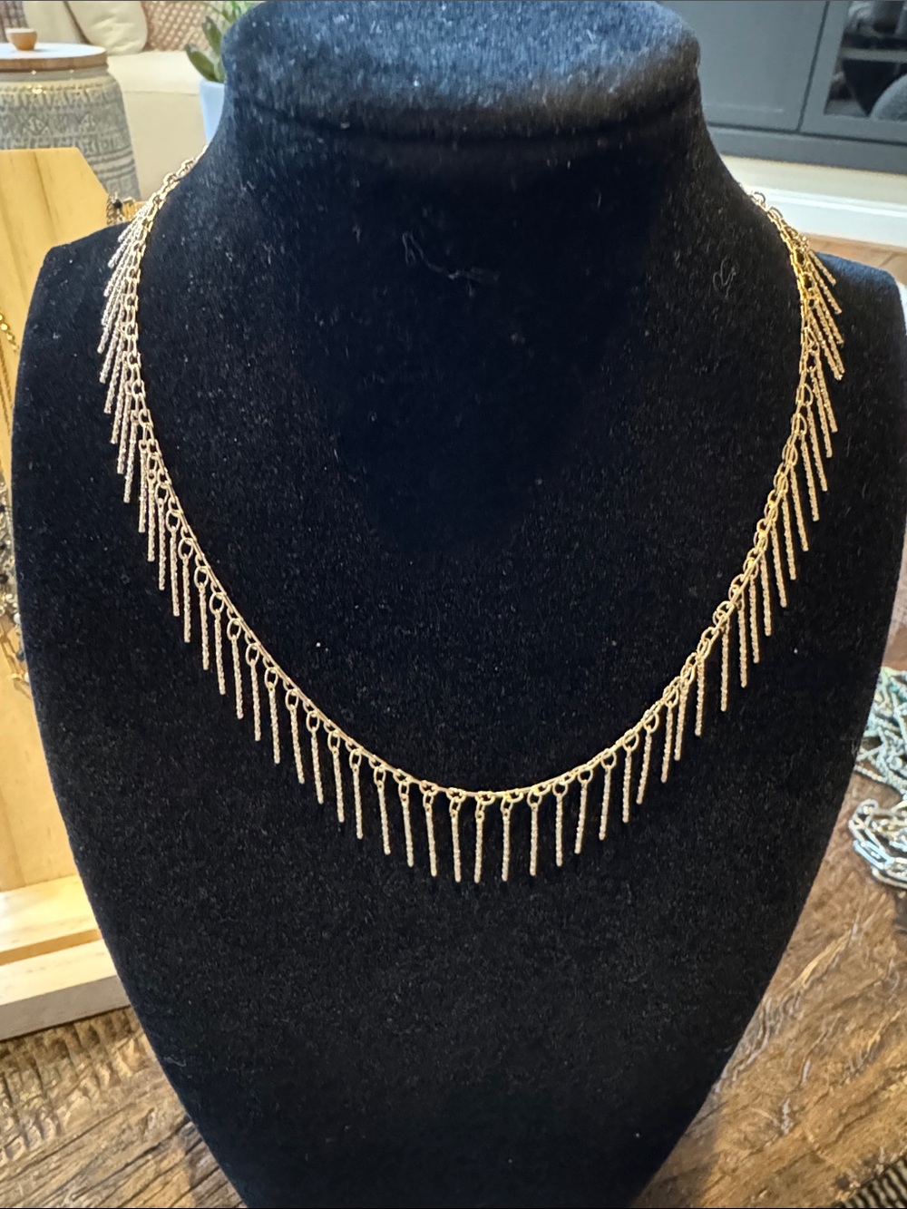 Vintage Delicate Gold Fringe Chain Necklace